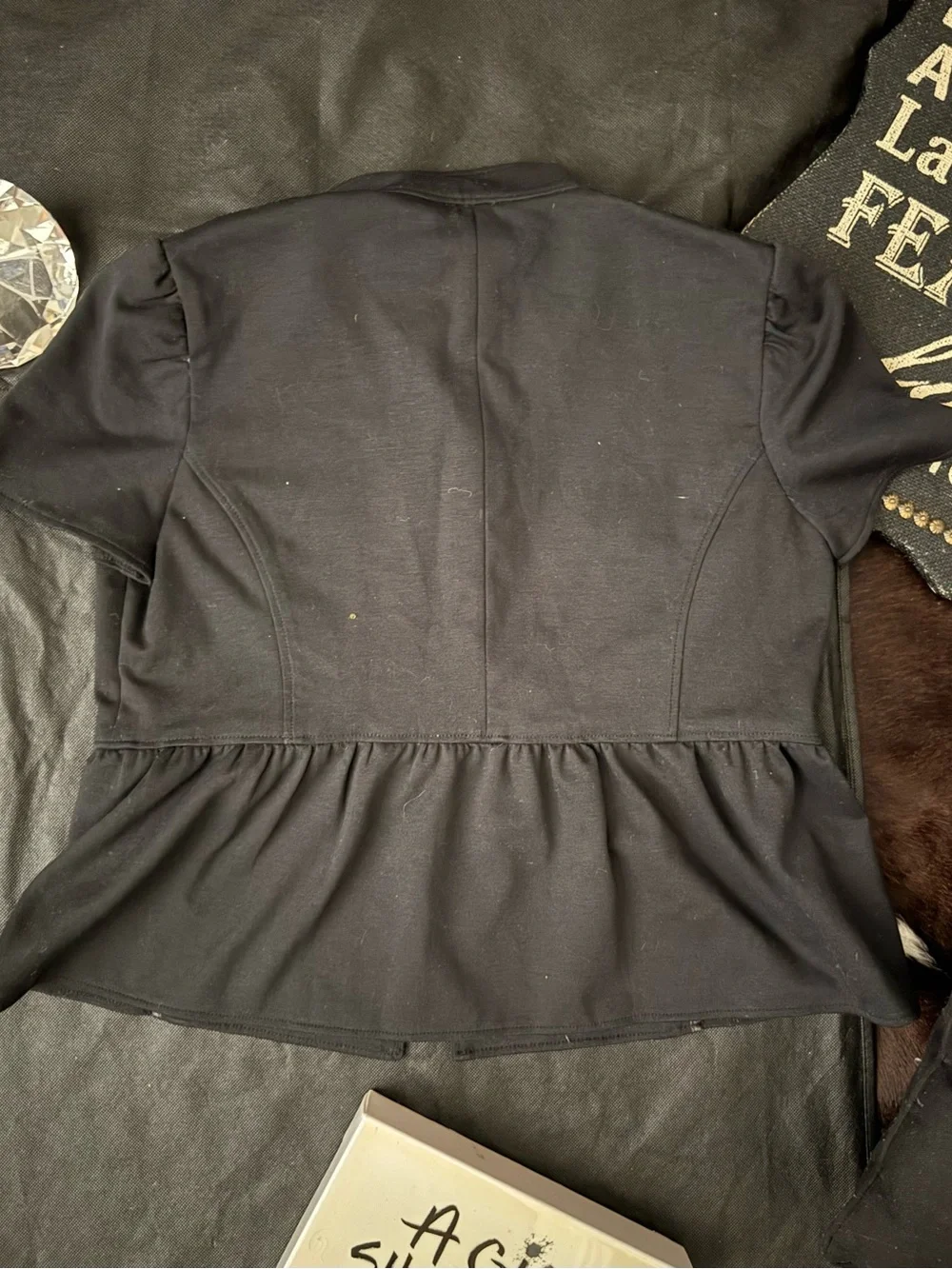 Michael Kors Black Short Peplum Blazer with Silver Buttons